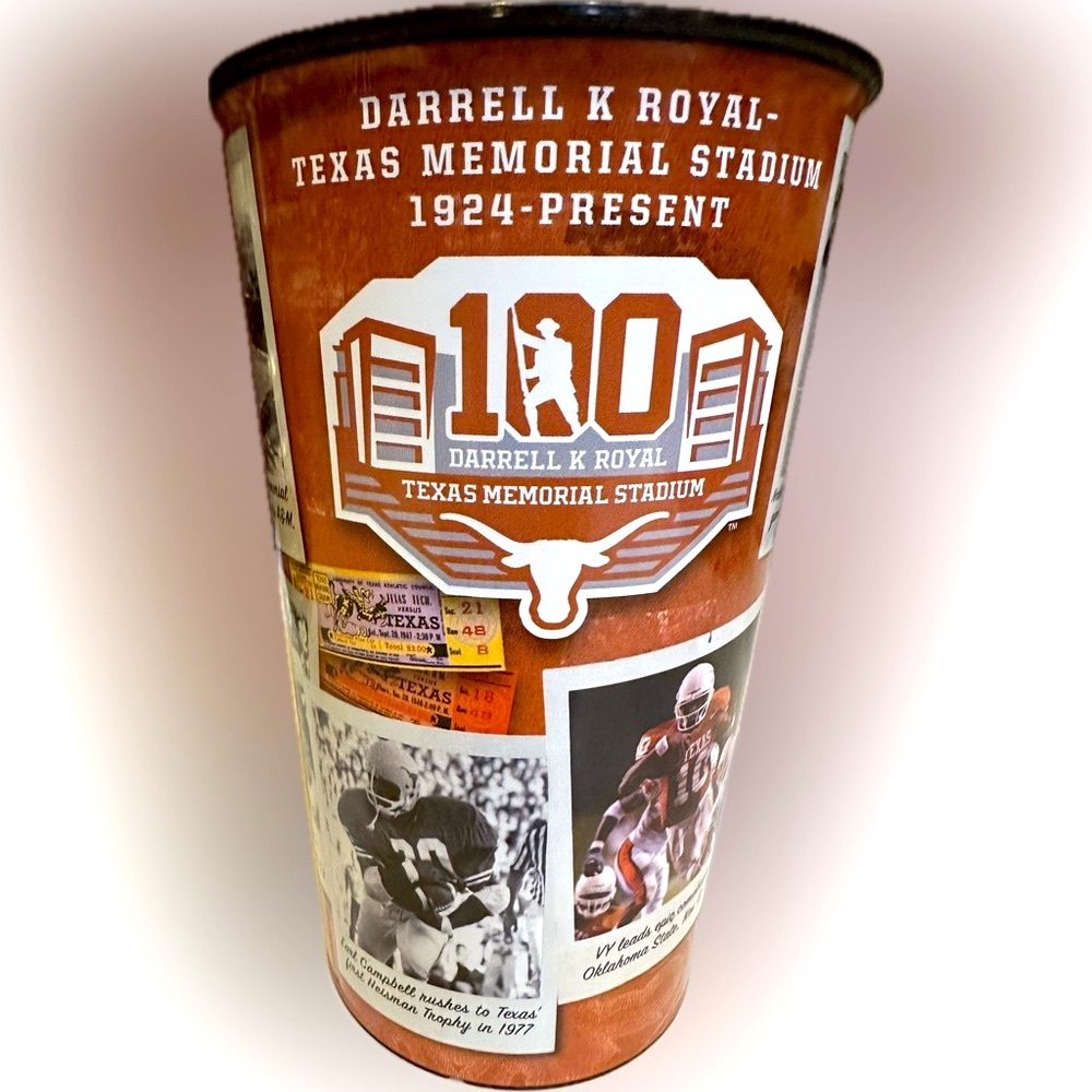 LONGHORN FOOTBALL GAME CUP TUMBLER TEXAS MEMORIAL STADIUM 100 COMMEMORATIVE 32OZ
